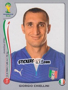 Sticker Giorgio Chiellini - FIFA World Cup Brazil 2014. Platinum edition n. 322 - Panini