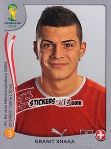 Sticker Granit Xhaka - FIFA World Cup Brazil 2014. Platinum edition n. 349 - Panini