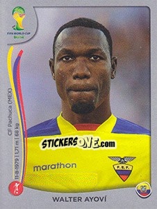 Sticker Walter Ayoví - FIFA World Cup Brazil 2014. Platinum edition n. 358 - Panini