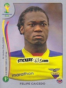 Sticker Felipe Caicedo - FIFA World Cup Brazil 2014. Platinum edition n. 372 - Panini