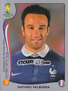 Sticker Mathieu Valbuena - FIFA World Cup Brazil 2014. Platinum edition n. 387 - Panini