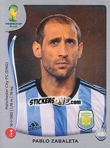 Sticker Pablo Zabaleta - FIFA World Cup Brazil 2014. Platinum edition - Panini