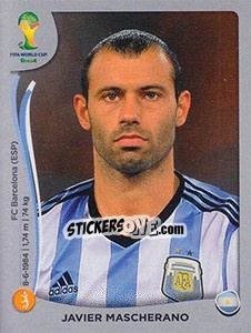 Sticker Javier Mascherano - FIFA World Cup Brazil 2014. Platinum edition n. 421 - Panini