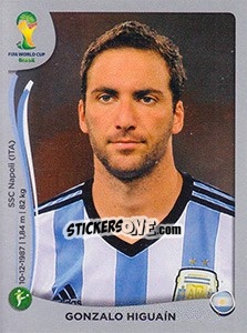 Sticker Gonzalo Higuaín - FIFA World Cup Brazil 2014. Platinum edition n. 429 - Panini
