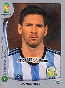 Sticker Lionel Messi - FIFA World Cup Brazil 2014. Platinum edition - Panini
