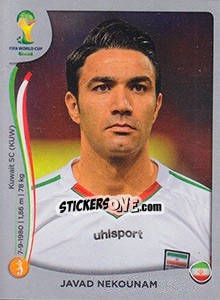 Sticker Javad Nekounam - FIFA World Cup Brazil 2014. Platinum edition n. 460 - Panini