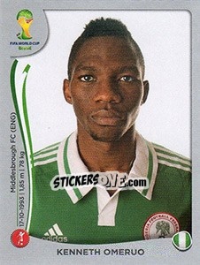 Sticker Kenneth Omeruo - FIFA World Cup Brazil 2014. Platinum edition n. 477 - Panini