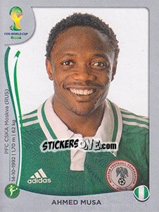 Sticker Ahmed Musa - FIFA World Cup Brazil 2014. Platinum edition n. 484 - Panini