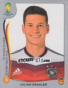 Figurina Julian Draxler - FIFA World Cup Brazil 2014. Platinum edition - Panini