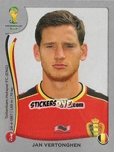 Sticker Jan Vertonghen - FIFA World Cup Brazil 2014. Platinum edition n. 569 - Panini