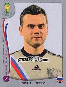 Sticker Igor Akinfeev - FIFA World Cup Brazil 2014. Platinum edition n. 604 - Panini