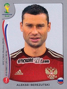 Sticker Aleksei Berezutski - FIFA World Cup Brazil 2014. Platinum edition - Panini