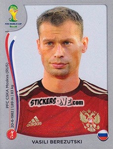 Sticker Vasili Berezutski - FIFA World Cup Brazil 2014. Platinum edition n. 607 - Panini