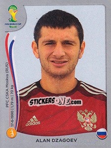 Sticker Alan Dzagoev - FIFA World Cup Brazil 2014. Platinum edition n. 617 - Panini
