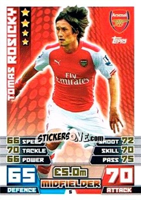 Sticker Tomáš Rosický - English Premier League 2014-2015. Match Attax Extra n. 5 - Topps