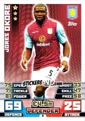 Sticker Jores Okore - English Premier League 2014-2015. Match Attax Extra n. 8 - Topps