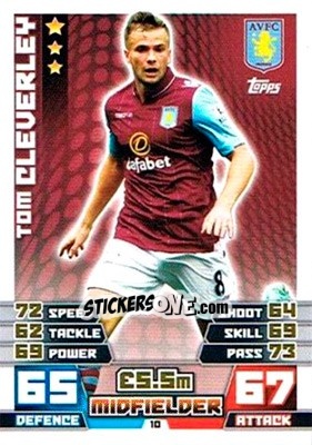 Sticker Tom Cleverley - English Premier League 2014-2015. Match Attax Extra n. 10 - Topps