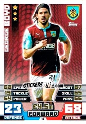 Sticker George Boyd - English Premier League 2014-2015. Match Attax Extra n. 12 - Topps