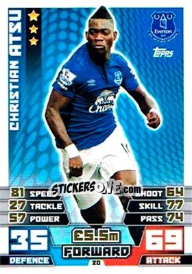 Sticker Christian Atsu - English Premier League 2014-2015. Match Attax Extra n. 20 - Topps