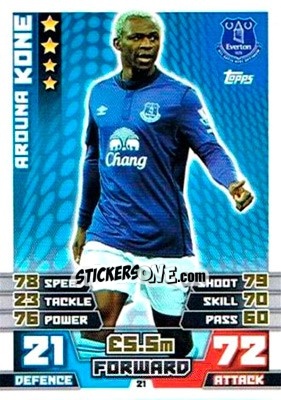 Sticker Arouna Kone - English Premier League 2014-2015. Match Attax Extra n. 21 - Topps