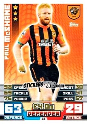Sticker Paul McShane - English Premier League 2014-2015. Match Attax Extra - Topps