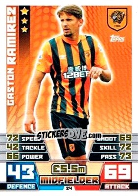 Sticker Gaston Ramirez - English Premier League 2014-2015. Match Attax Extra n. 24 - Topps