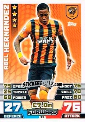 Sticker Abel Hernandez - English Premier League 2014-2015. Match Attax Extra n. 25 - Topps