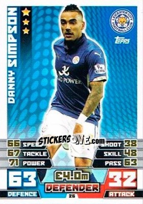 Sticker Danny Simpson - English Premier League 2014-2015. Match Attax Extra n. 26 - Topps