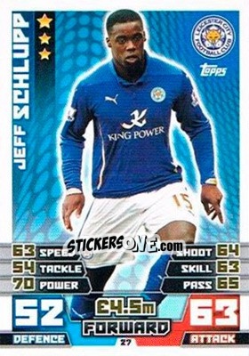 Sticker Jeff Schlupp - English Premier League 2014-2015. Match Attax Extra n. 27 - Topps