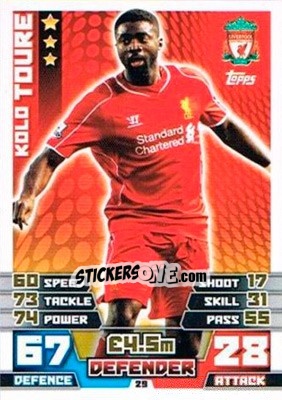 Sticker Kolo Toure - English Premier League 2014-2015. Match Attax Extra n. 29 - Topps