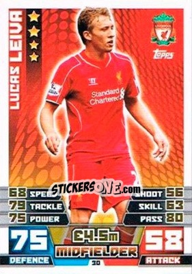 Sticker Lucas Leiva - English Premier League 2014-2015. Match Attax Extra n. 30 - Topps