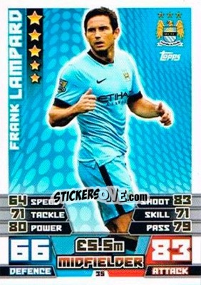 Sticker Frank Lampard - English Premier League 2014-2015. Match Attax Extra n. 35 - Topps