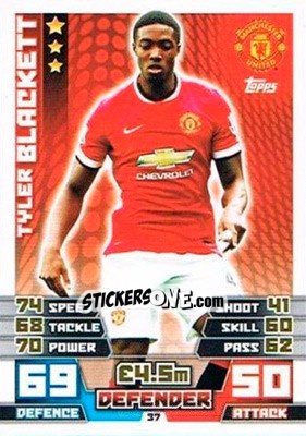Sticker Tyler Blackett - English Premier League 2014-2015. Match Attax Extra n. 37 - Topps