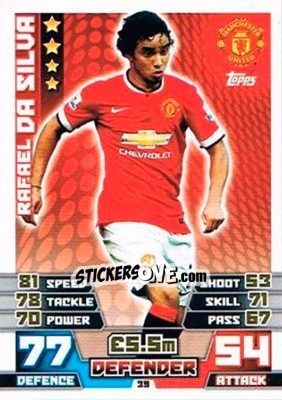Sticker Rafael Da Silva - English Premier League 2014-2015. Match Attax Extra n. 39 - Topps