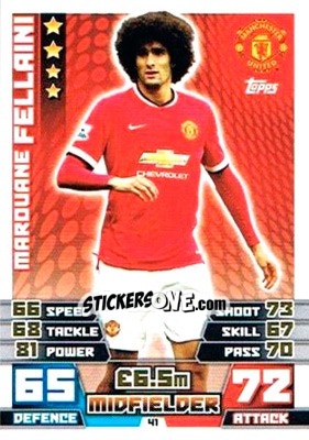 Sticker Marouane Fellaini - English Premier League 2014-2015. Match Attax Extra n. 41 - Topps