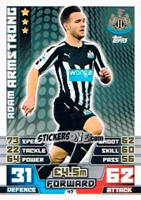 Sticker Adam Armstrong - English Premier League 2014-2015. Match Attax Extra n. 47 - Topps