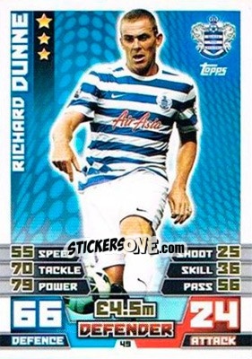 Sticker Richard Dunne - English Premier League 2014-2015. Match Attax Extra n. 49 - Topps