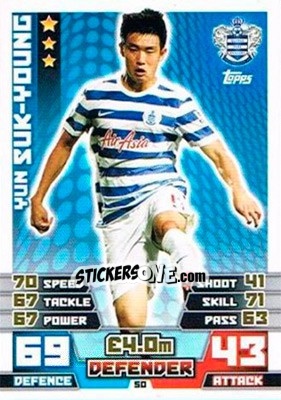 Sticker Yun Suk-Young - English Premier League 2014-2015. Match Attax Extra n. 50 - Topps