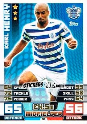 Sticker Karl Henry - English Premier League 2014-2015. Match Attax Extra n. 51 - Topps