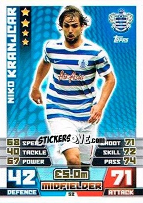 Sticker Niko Kranjcar - English Premier League 2014-2015. Match Attax Extra n. 52 - Topps