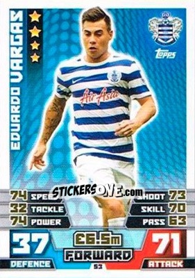 Sticker Eduardo Vargas - English Premier League 2014-2015. Match Attax Extra n. 53 - Topps