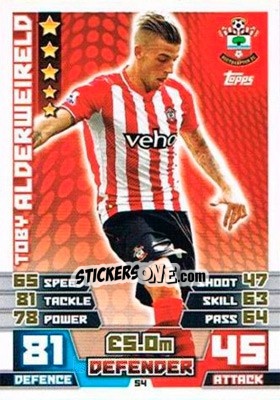 Sticker Toby Alderweireld - English Premier League 2014-2015. Match Attax Extra n. 54 - Topps