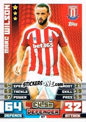 Sticker Marc Wilson - English Premier League 2014-2015. Match Attax Extra n. 57 - Topps