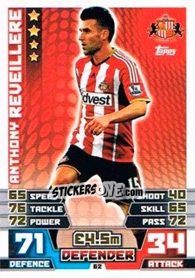 Cromo Anthony Reveillere - English Premier League 2014-2015. Match Attax Extra - Topps