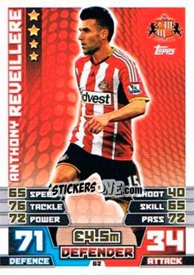 Sticker Anthony Reveillere - English Premier League 2014-2015. Match Attax Extra n. 62 - Topps