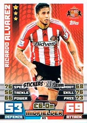 Sticker Ricardo Alvarez - English Premier League 2014-2015. Match Attax Extra n. 63 - Topps