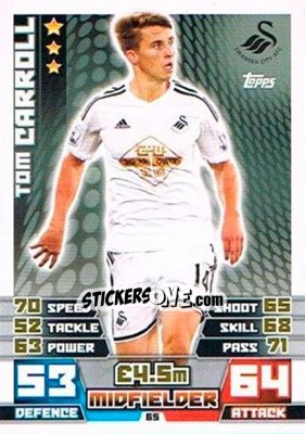 Sticker Tom Carroll - English Premier League 2014-2015. Match Attax Extra n. 65 - Topps