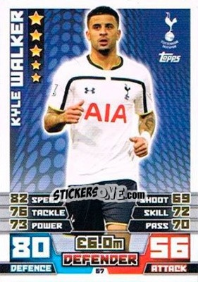 Sticker Kyle Walker - English Premier League 2014-2015. Match Attax Extra n. 67 - Topps