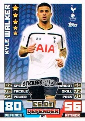 Sticker Kyle Walker - English Premier League 2014-2015. Match Attax Extra - Topps