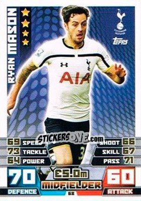 Figurina Ryan Mason - English Premier League 2014-2015. Match Attax Extra n. 68 - Topps